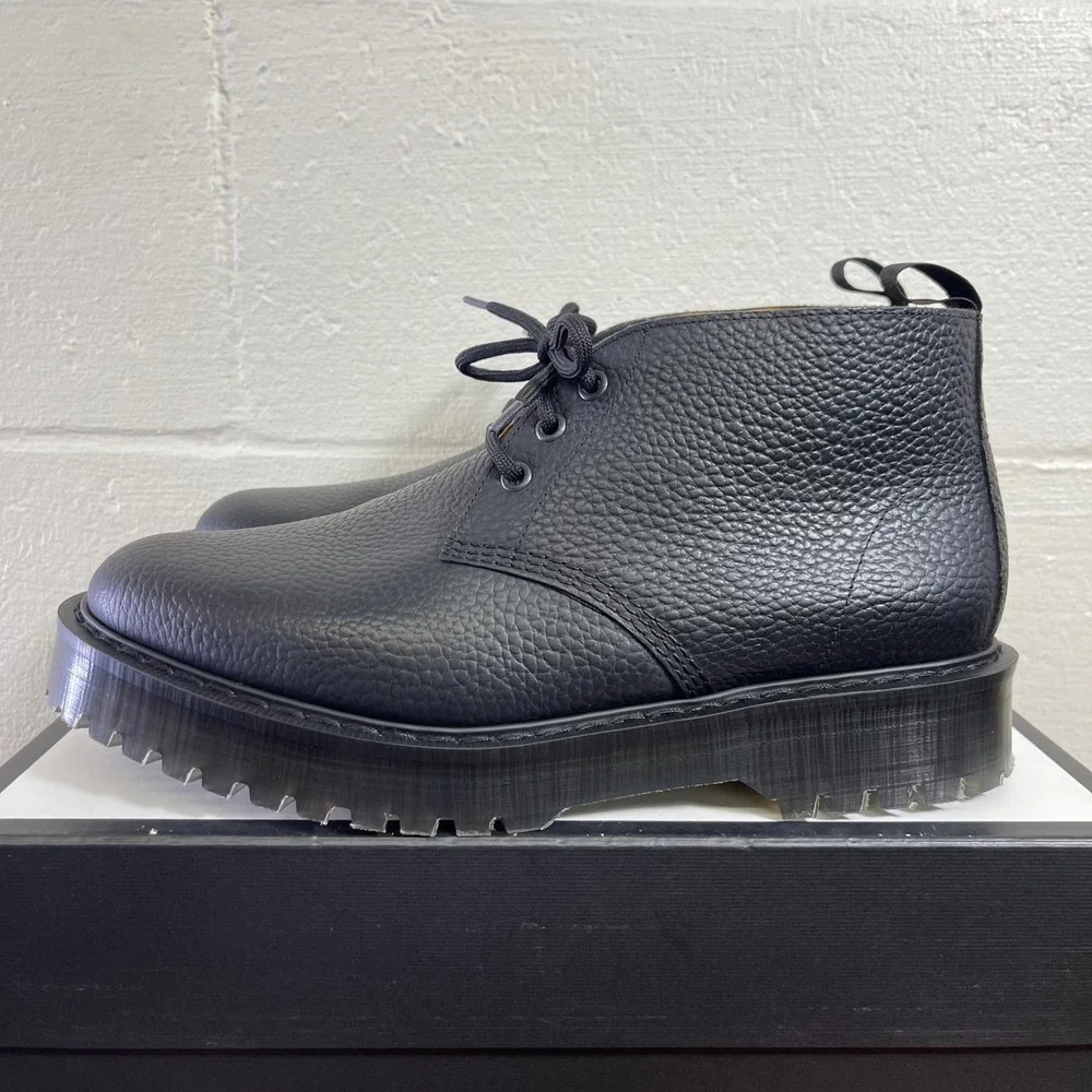 YMC x Solovair Black Pebble Leather Platform Chukka Boots Men's 44 EU/9.5 UK
